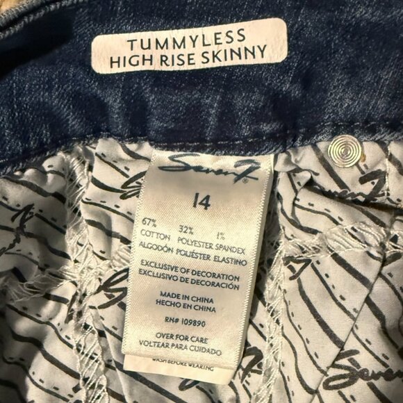 NWOT SEVEN7 sz.14 High Rise Tummy Less Skinny  Denim Blue Jeans - Picture 3 of 6